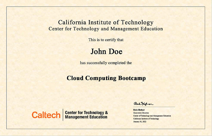 Cloud Computing Bootcamp Certification by Caltech CTME