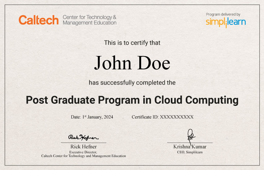 Caltech Post Graduate Program Certificate