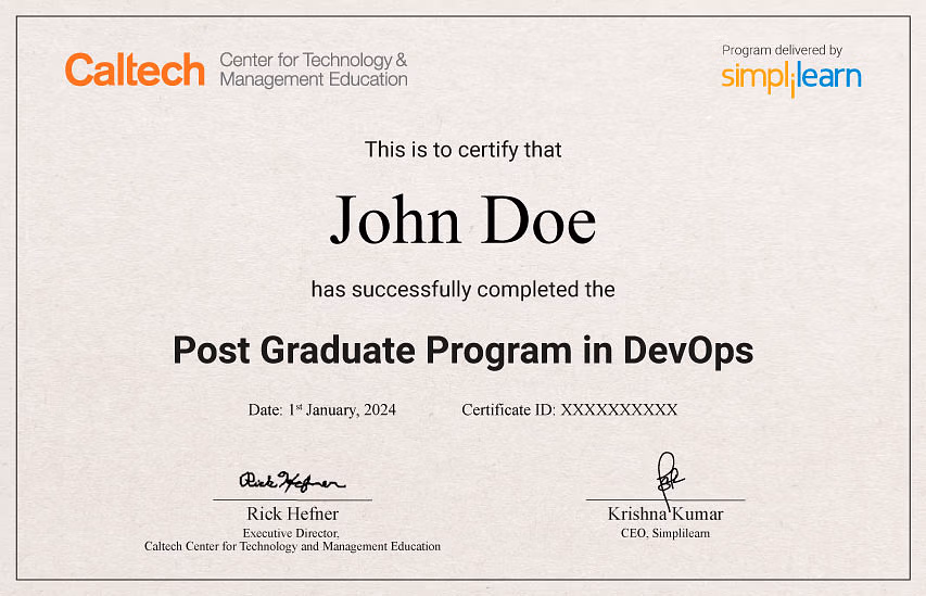 Caltech Post Graduate Program Certificate